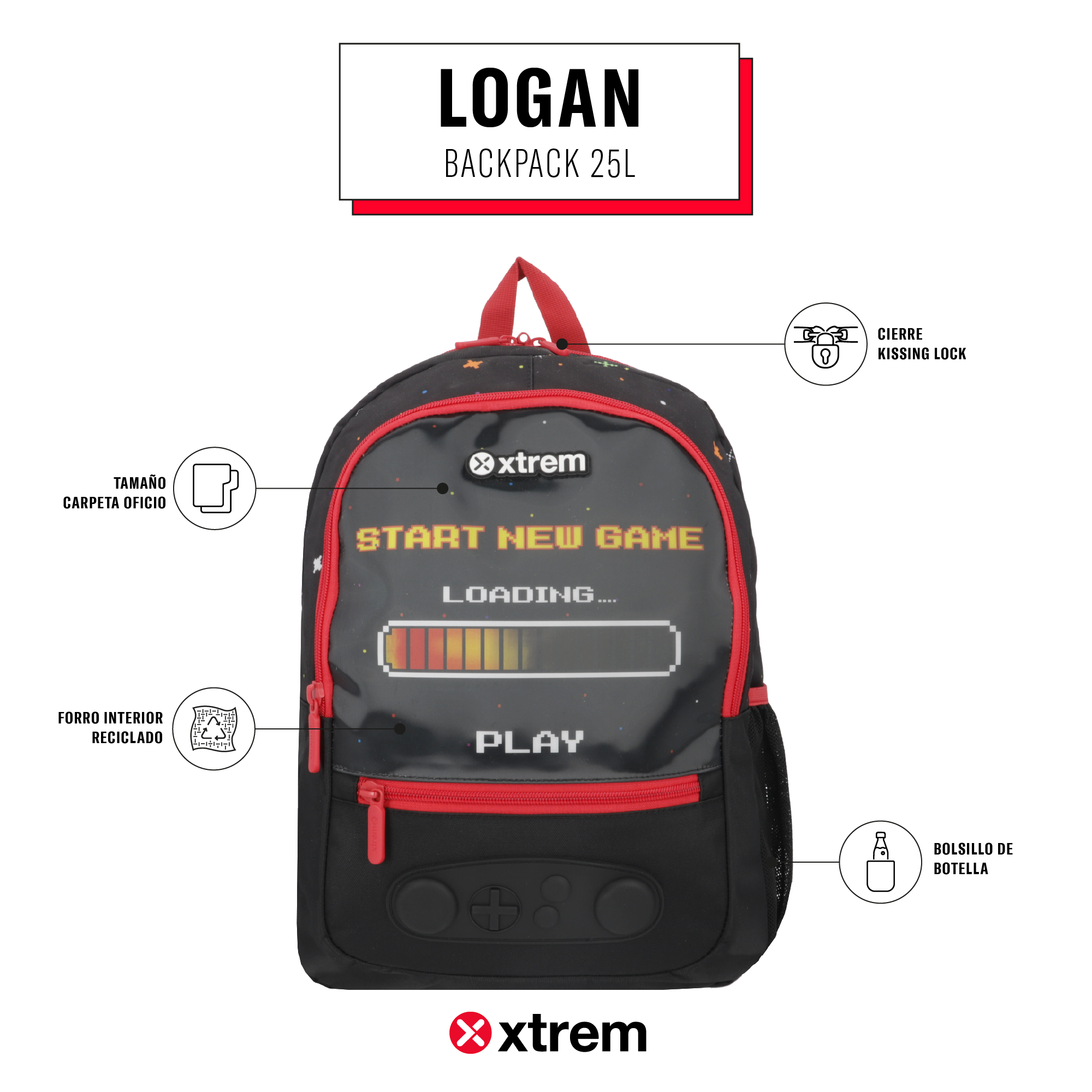 Saxoline Mochila Logan Negra Gamer