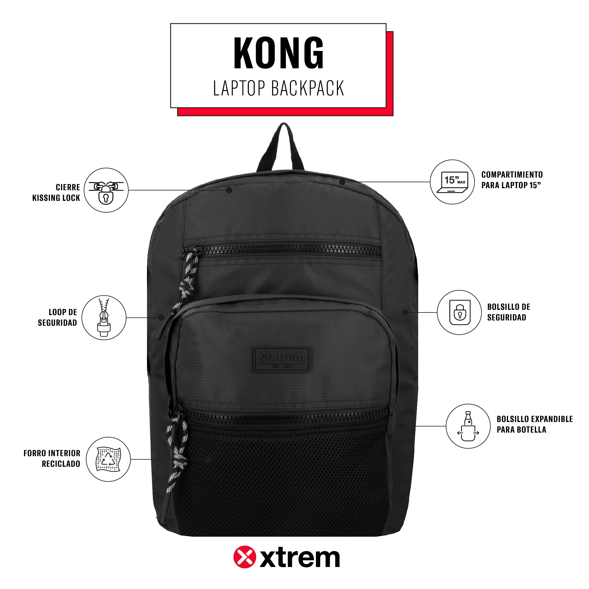Saxoline Mochila Para Notebook 15" Kong Negra