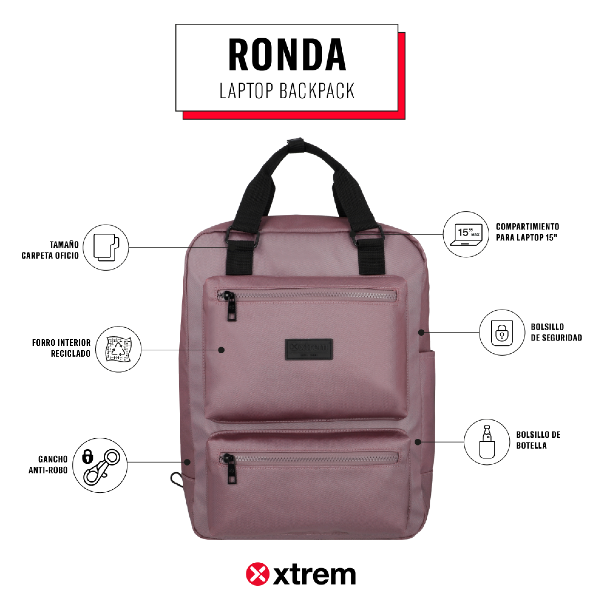 Saxoline Mochila Para Notebook 15" Ronda Morada