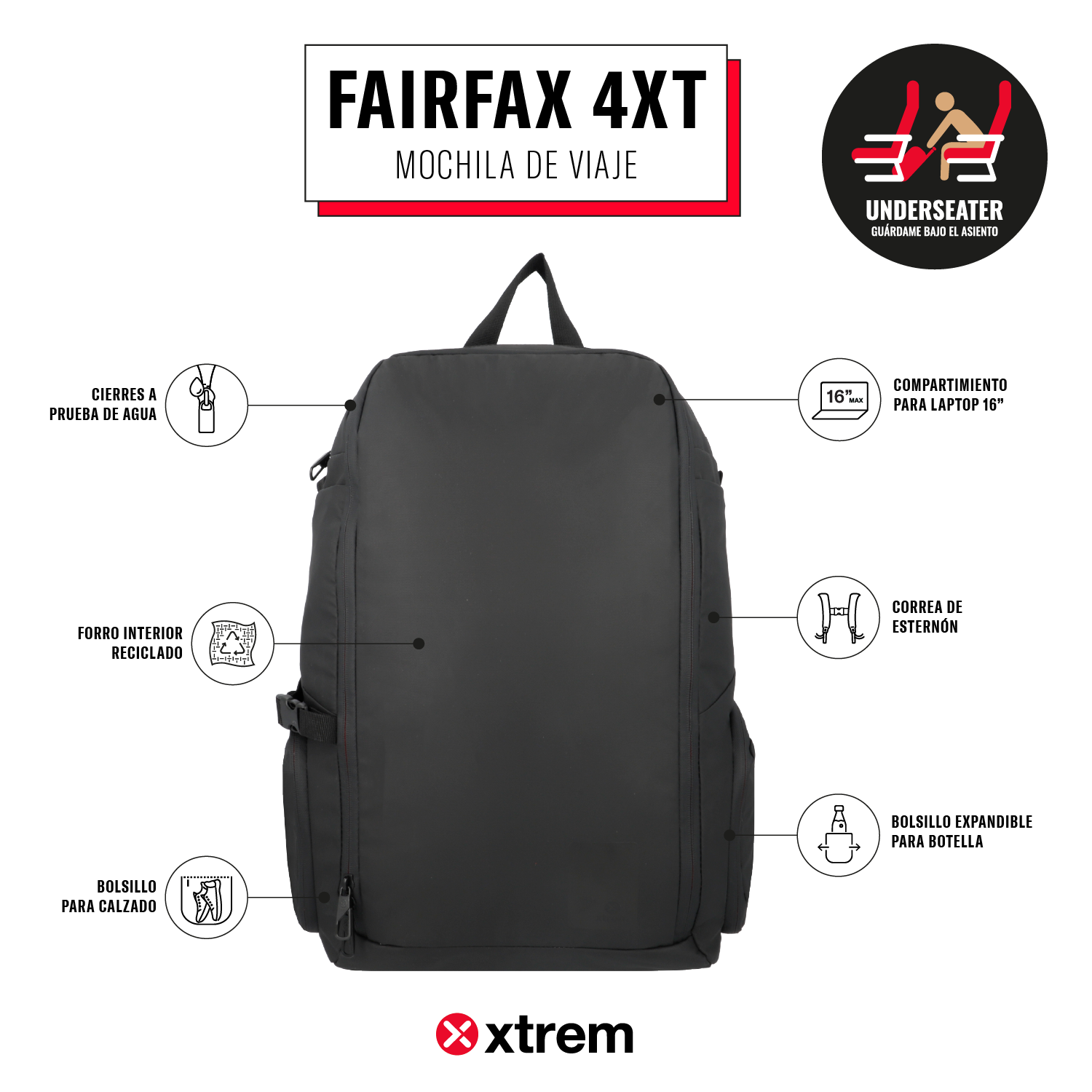 Saxoline Mochila Para Notebook 16" Fairfax Negra