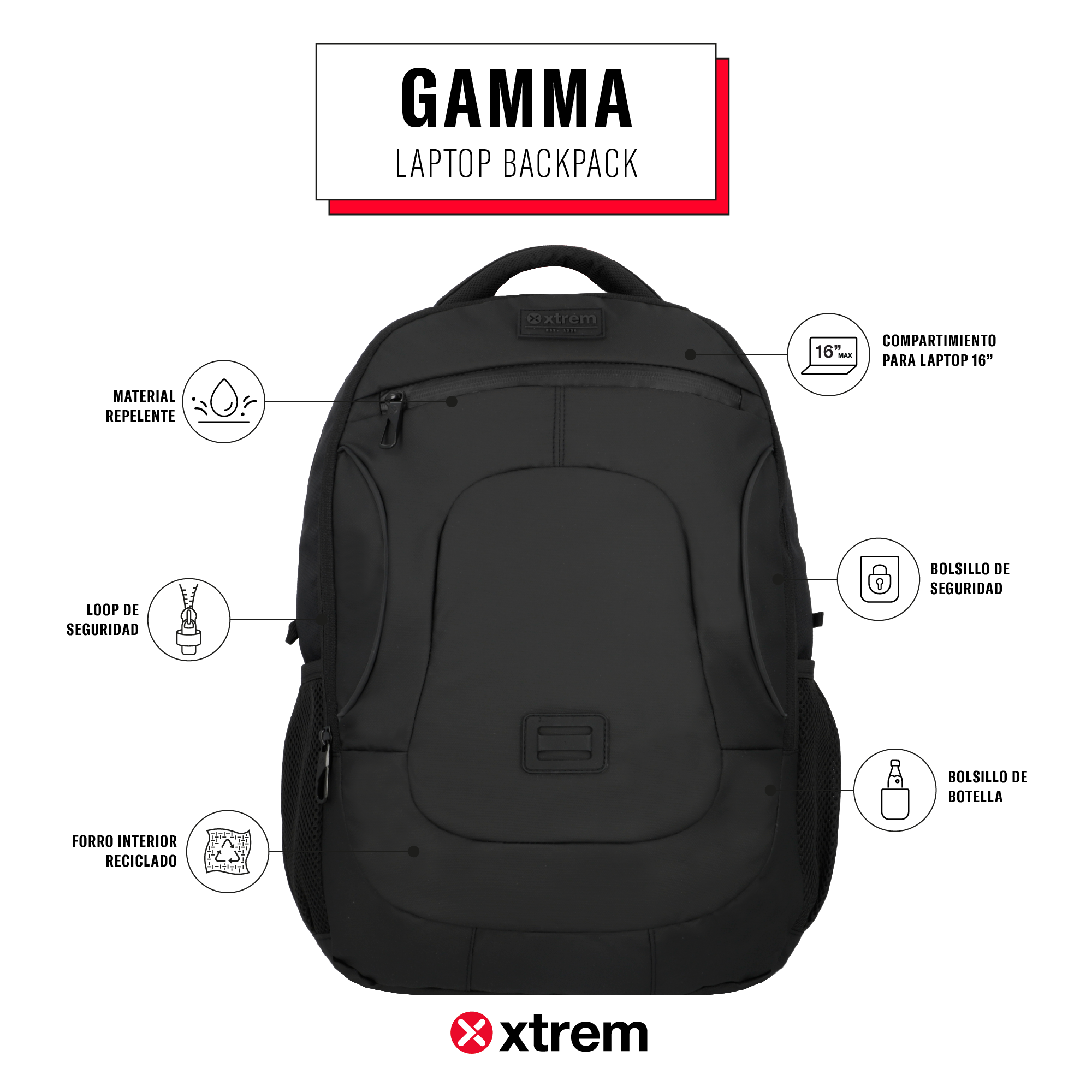 Saxoline Mochila Para Notebook 16" Gamma Negra