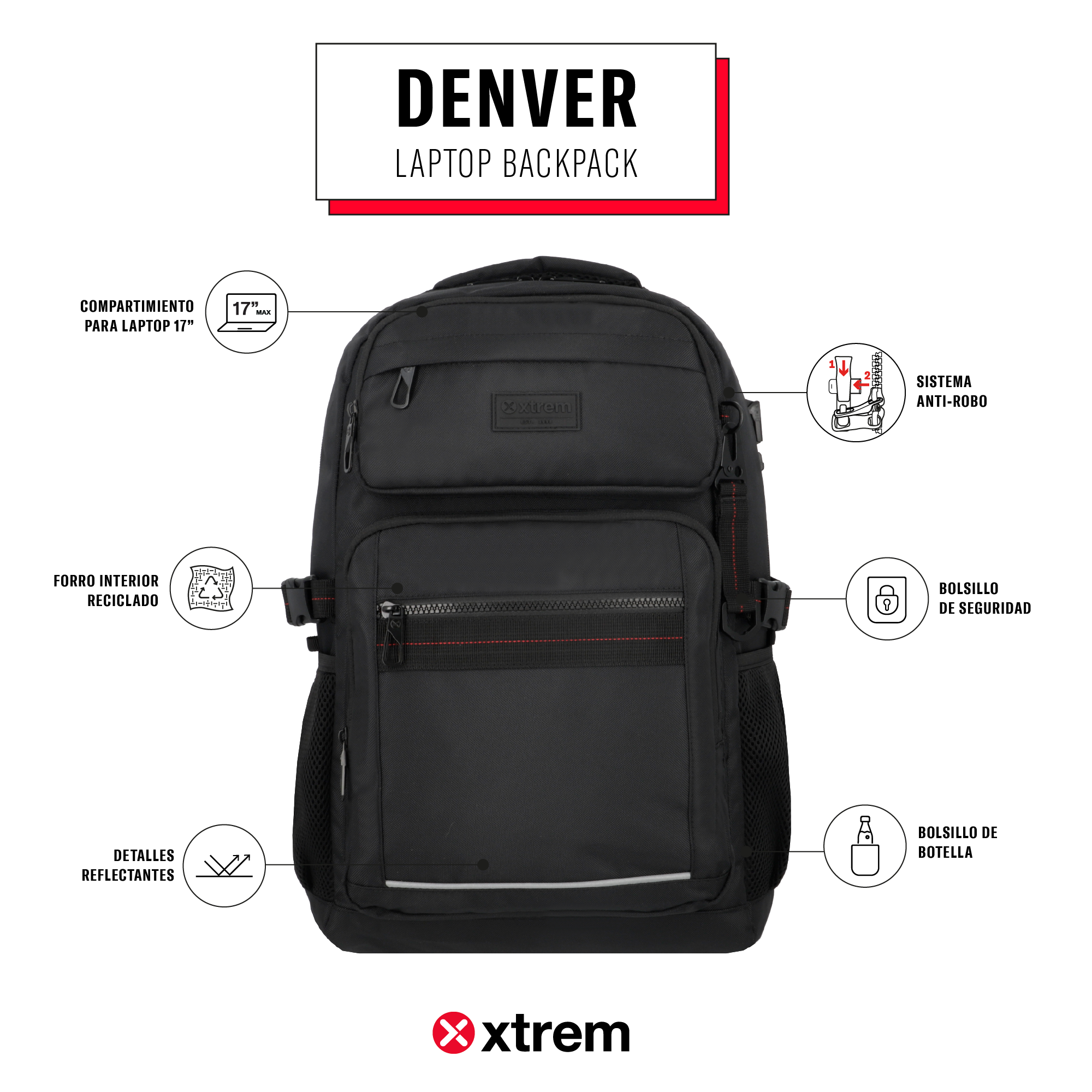 Saxoline Mochila Para Notebook 17" Denver Negra