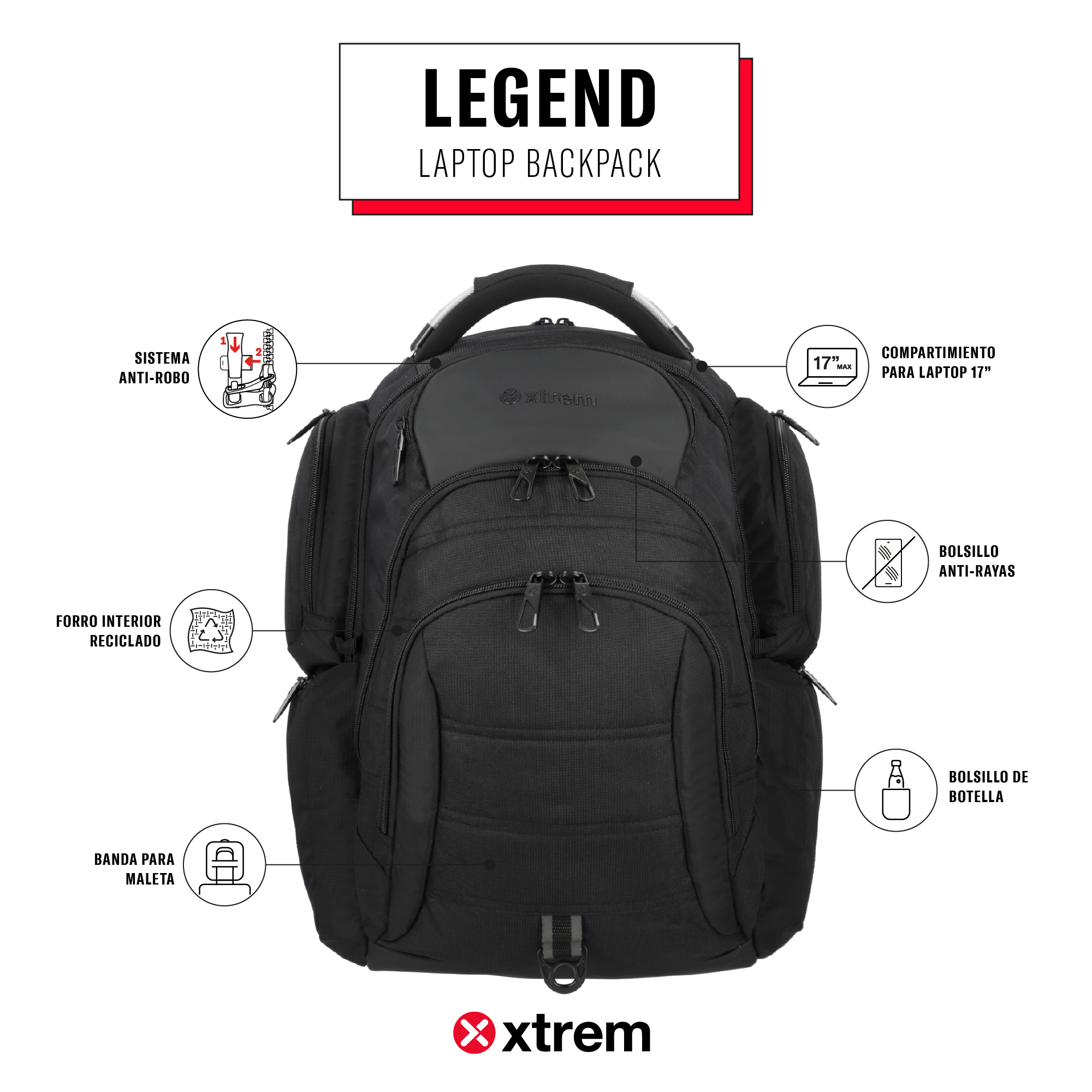 Saxoline Mochila Para Notebook 17" Legend Negra
