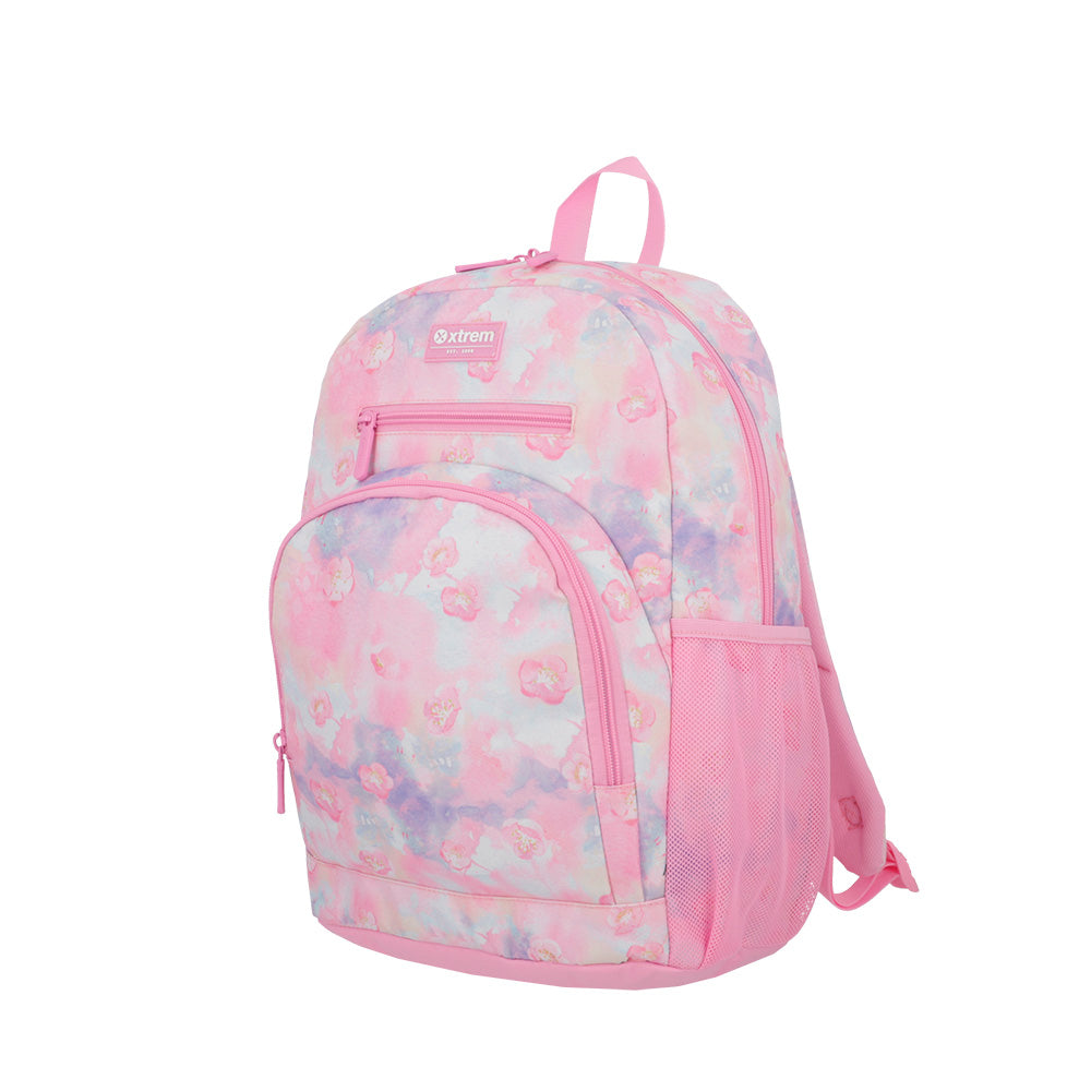 Saxoline Set Mochila + Bolsa + Lonchera + Estuche Multipack Rosado Flores