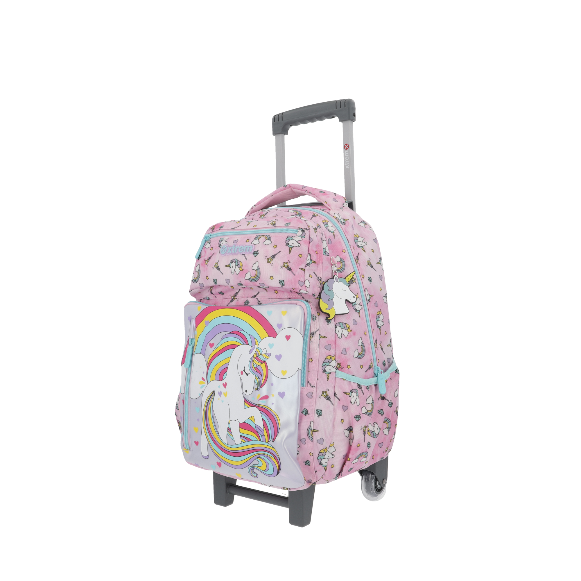 Saxoline Set Mochila Con Ruedas + Lonchera + Estuche New Run Pack Unicorn Rosado