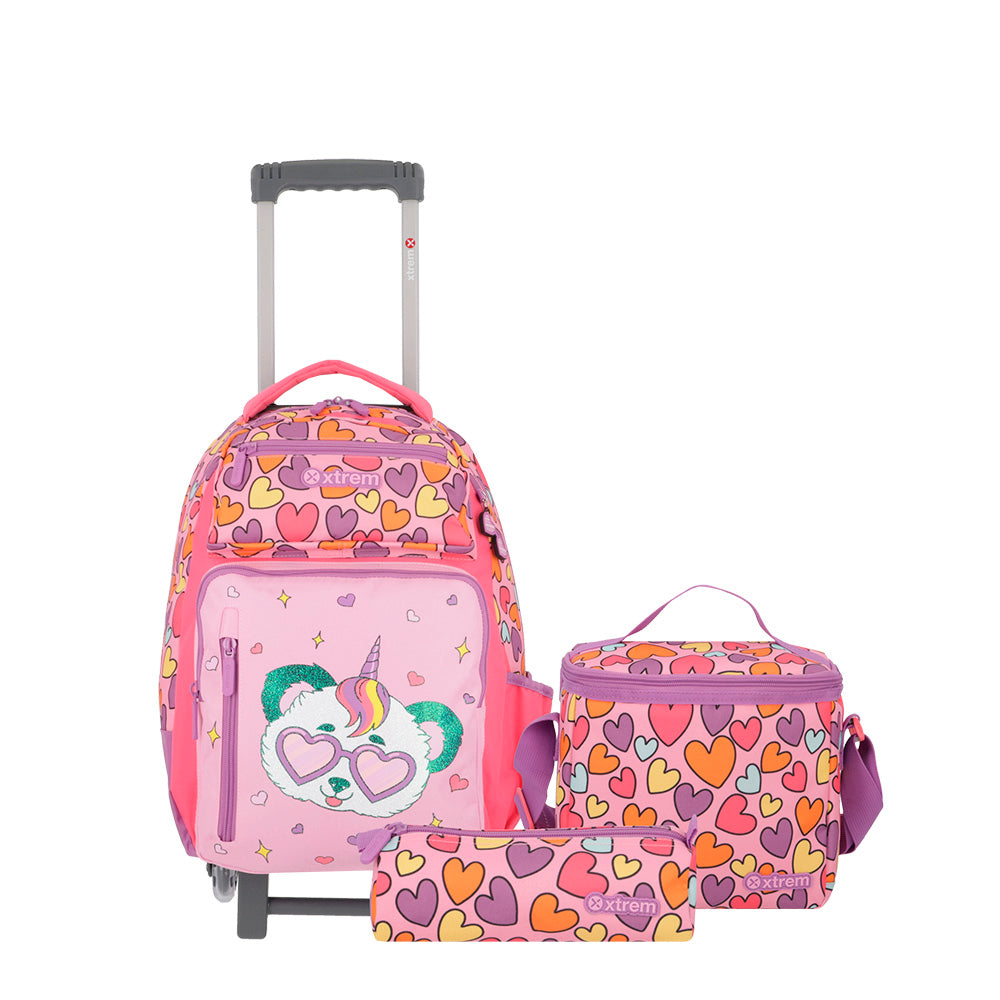 saxoline Set mochila + lonchera + estuche Run Pack multicolor panda