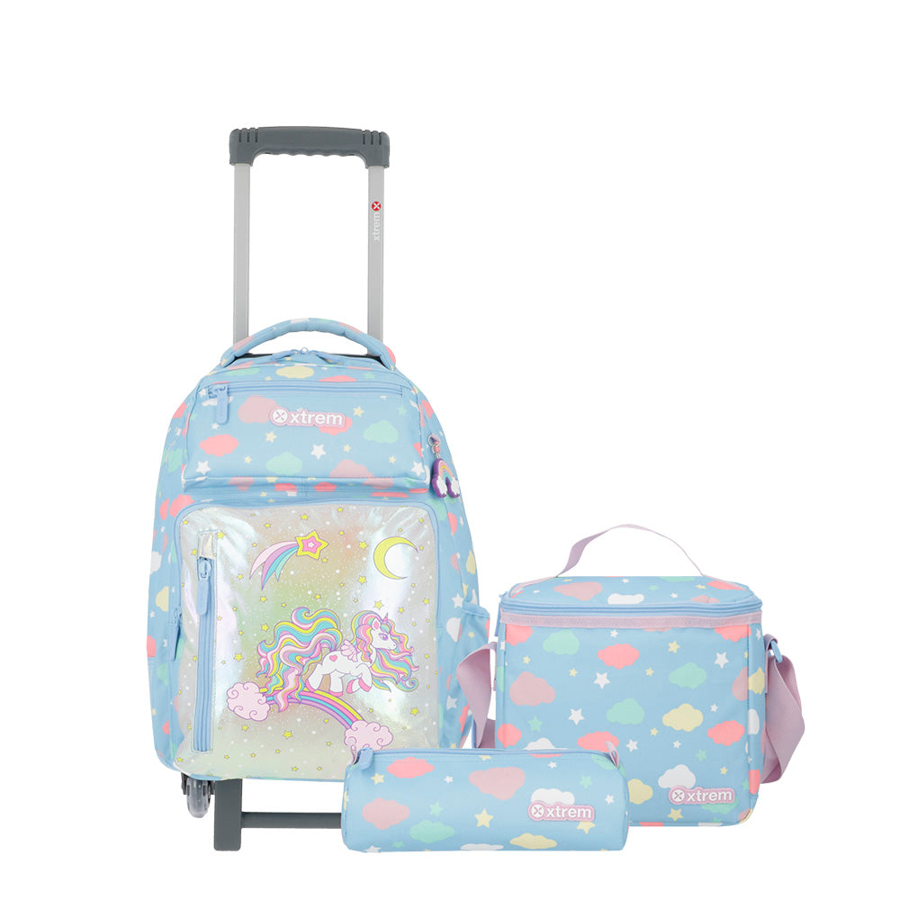 saxoline Set mochila + lonchera + estuche Run Pack multicolor unicornio