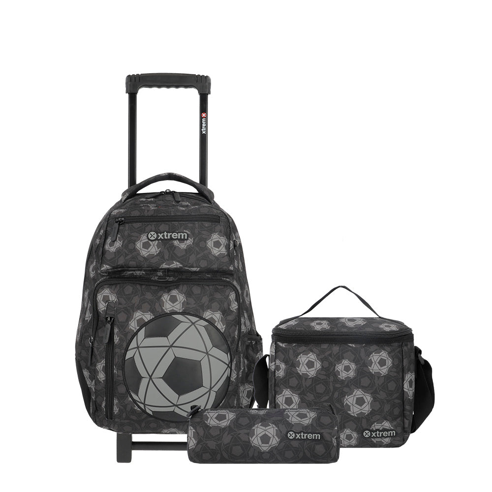 saxoline Set mochila + lonchera + estuche Run Pack negro fútbol