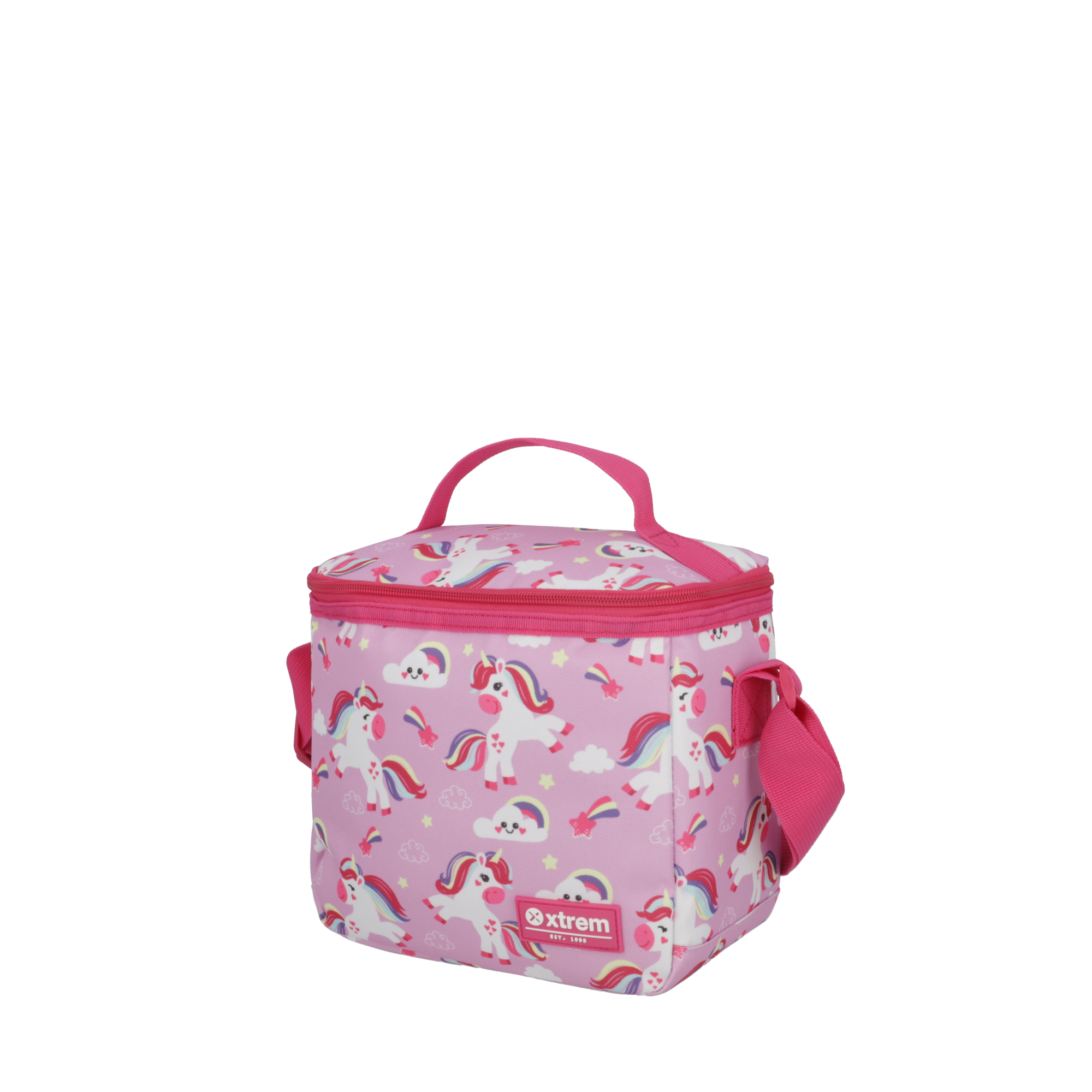 Saxoline Set Mochila + Lonchera + Estuche Triple Pack Morado Unicornios