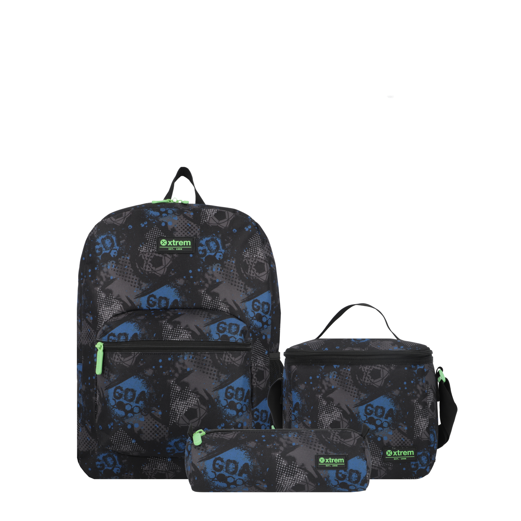 saxoline Set mochila + lonchera + estuche Triple Pack negro fútbol