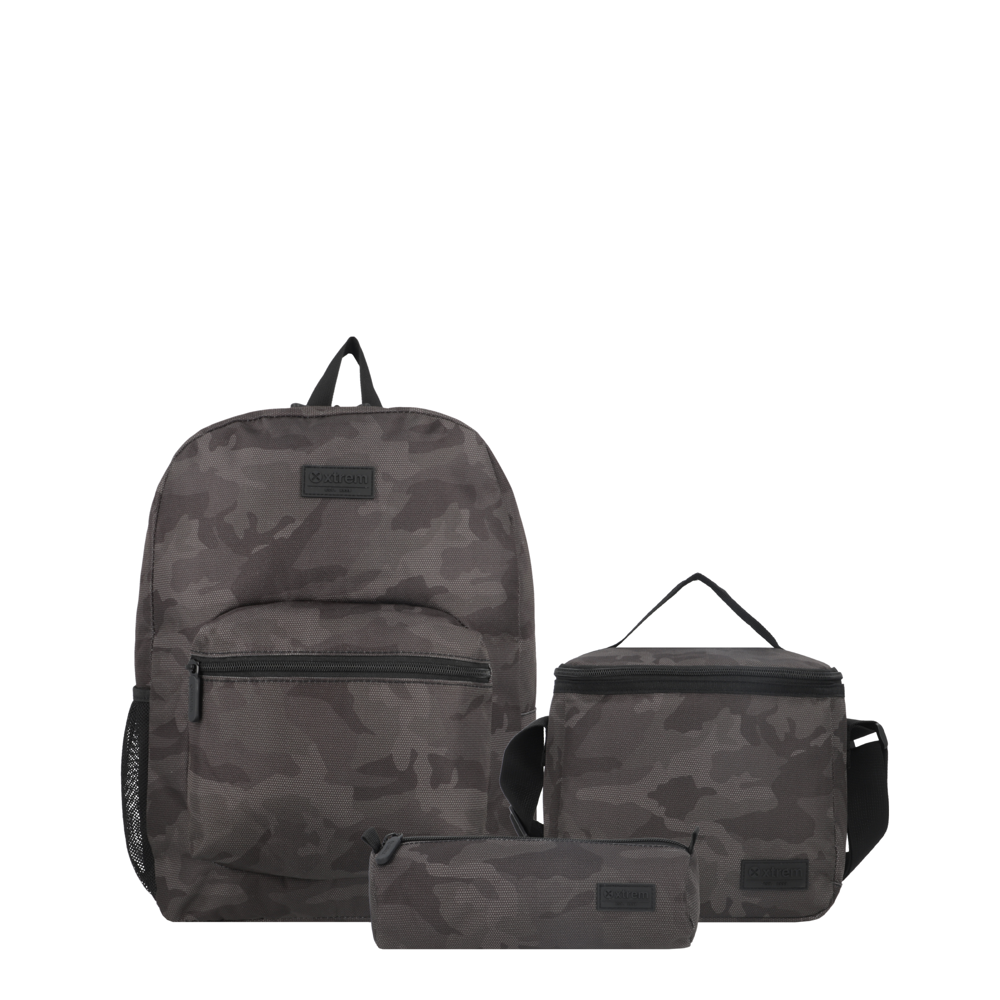 saxoline Set mochila + lonchera + estuche Triple Pack verde camo