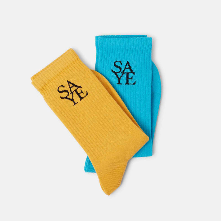 Saye Crew Everyday Socks - Blue & Mustard