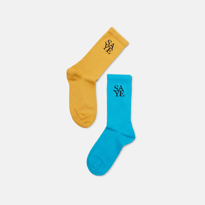Saye Crew Everyday Socks - Blue & Mustard