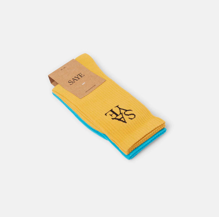 Saye Crew Everyday Socks - Blue & Mustard