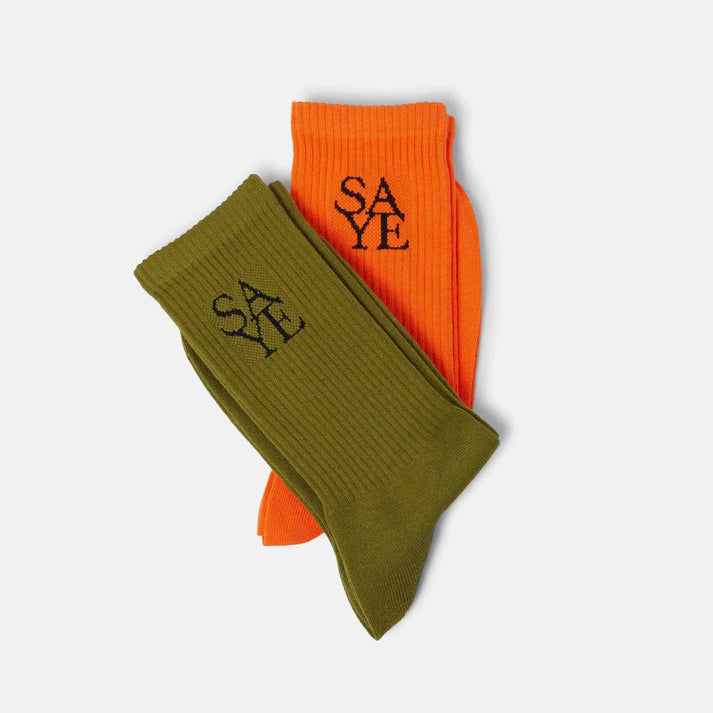 Saye Crew Everyday Socks - Green & Orange