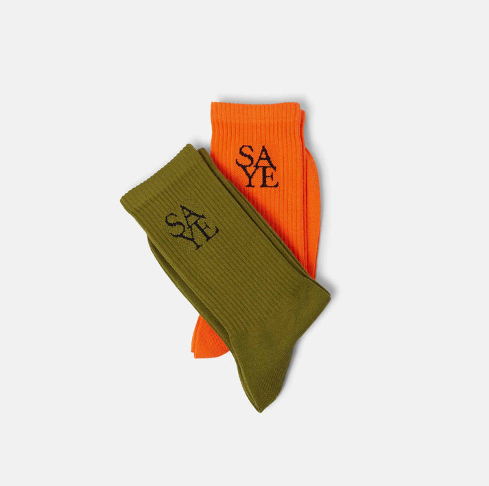 saye Crew Everyday Socks - Green & Orange