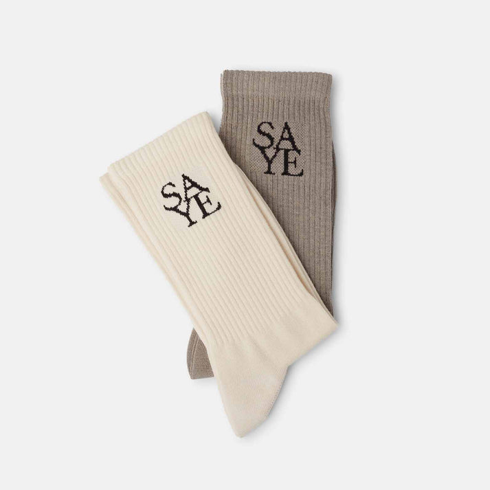 Saye Crew Everyday Socks - Offwhite & Grey