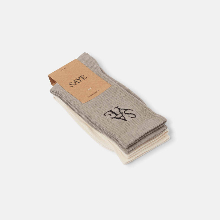 Saye Crew Everyday Socks - Offwhite & Grey