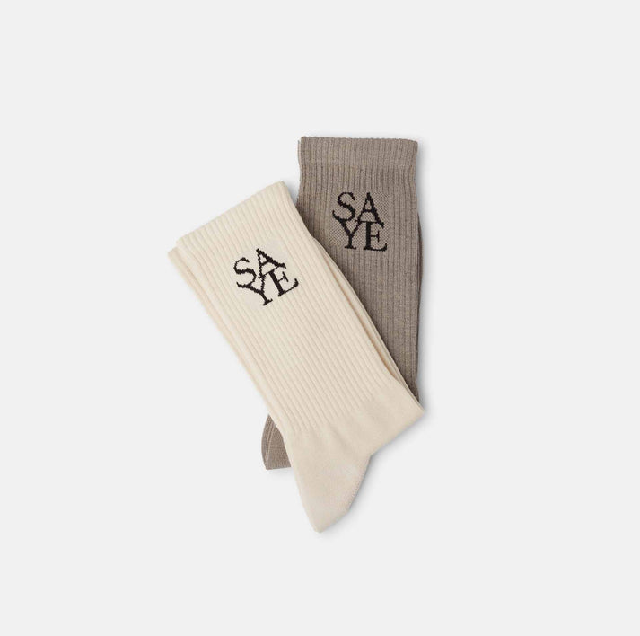 saye Crew Everyday Socks - Offwhite & Grey