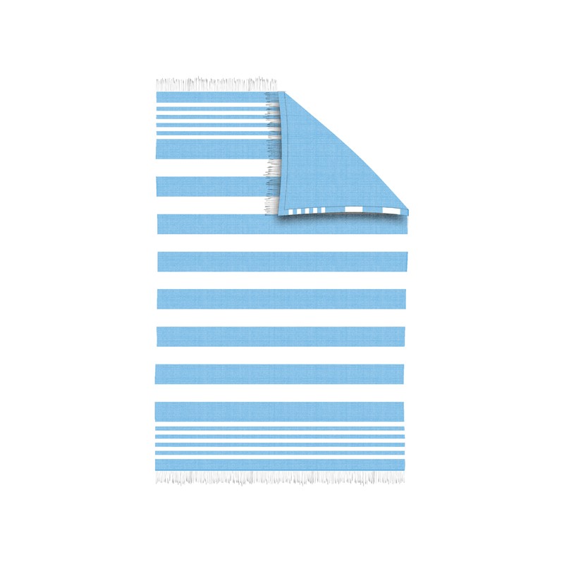 secaneta PAREO-TOALLA 100X150 RAYAS FLECOS SHIRAS TURQUESA