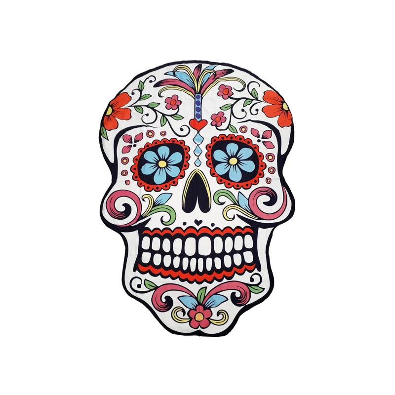 secaneta TOALLA 130X180 MICROFIBRA ESTAMPADA CALAVERA FORMA