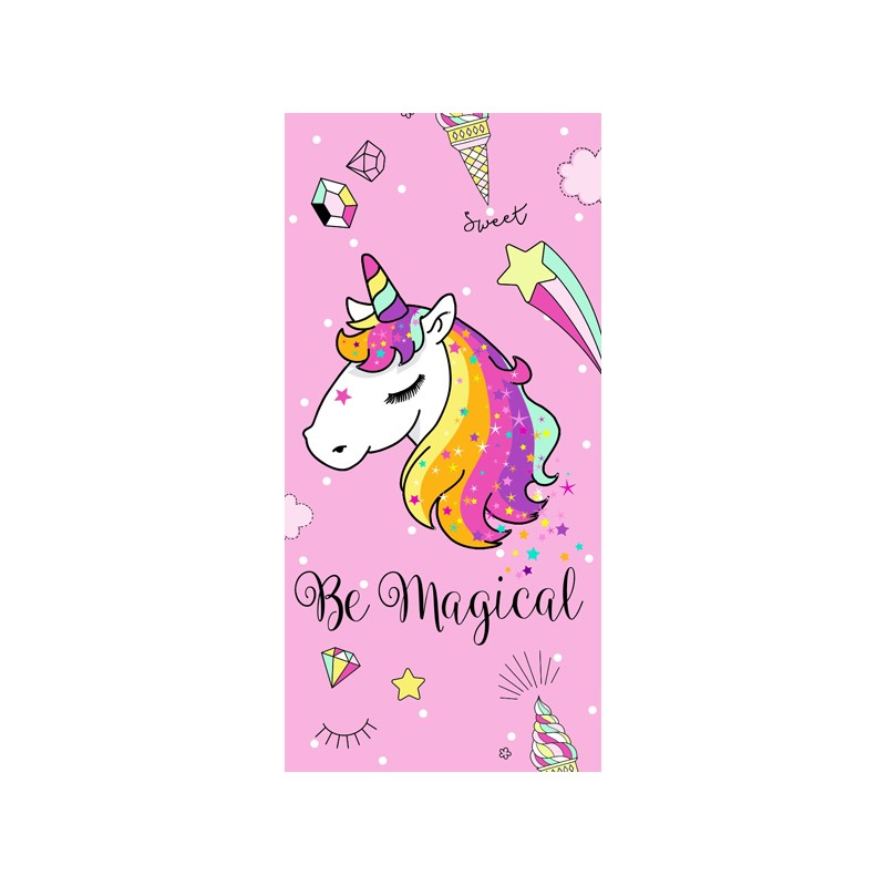 secaneta TOALLA 75X150 TERCIOPELO ESTAMPADA MAGICAL ROSA