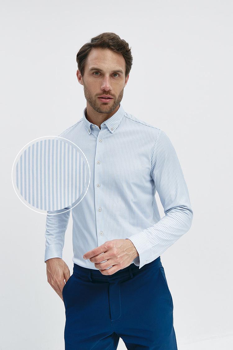 sepiia Camisa de hombre casual doble tono azul regular