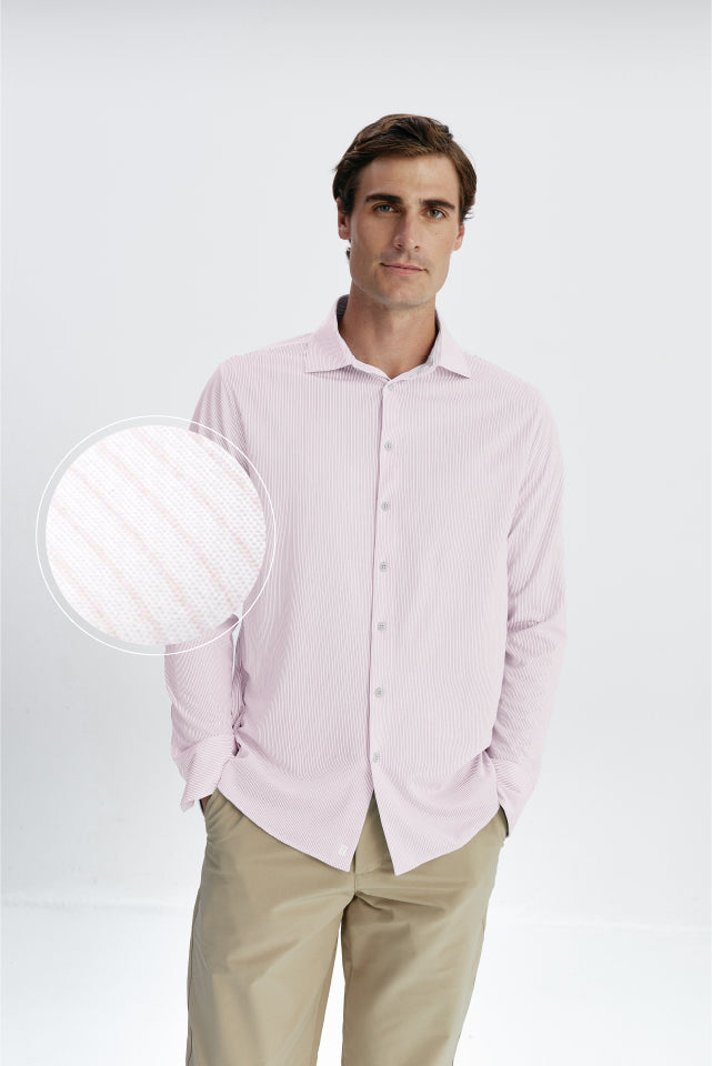 sepiia Camisa de vestir hombre mil rayas rosas regular
