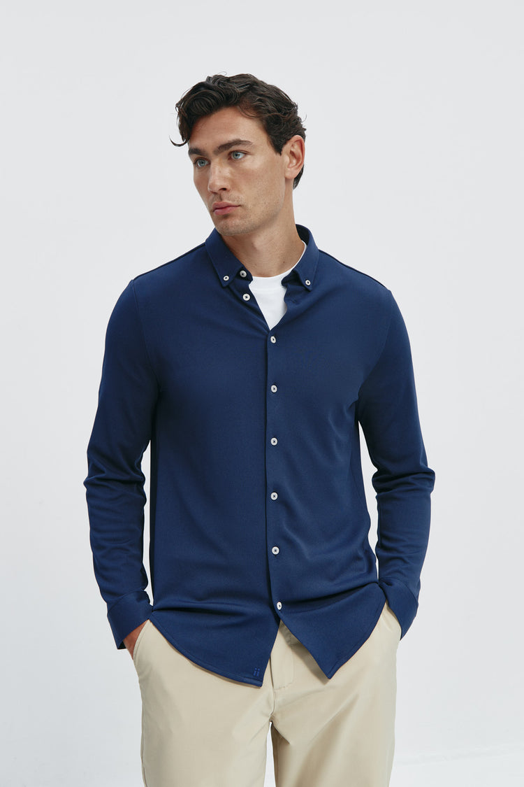 sepiia Camisa casual hombre azul zafiro regular