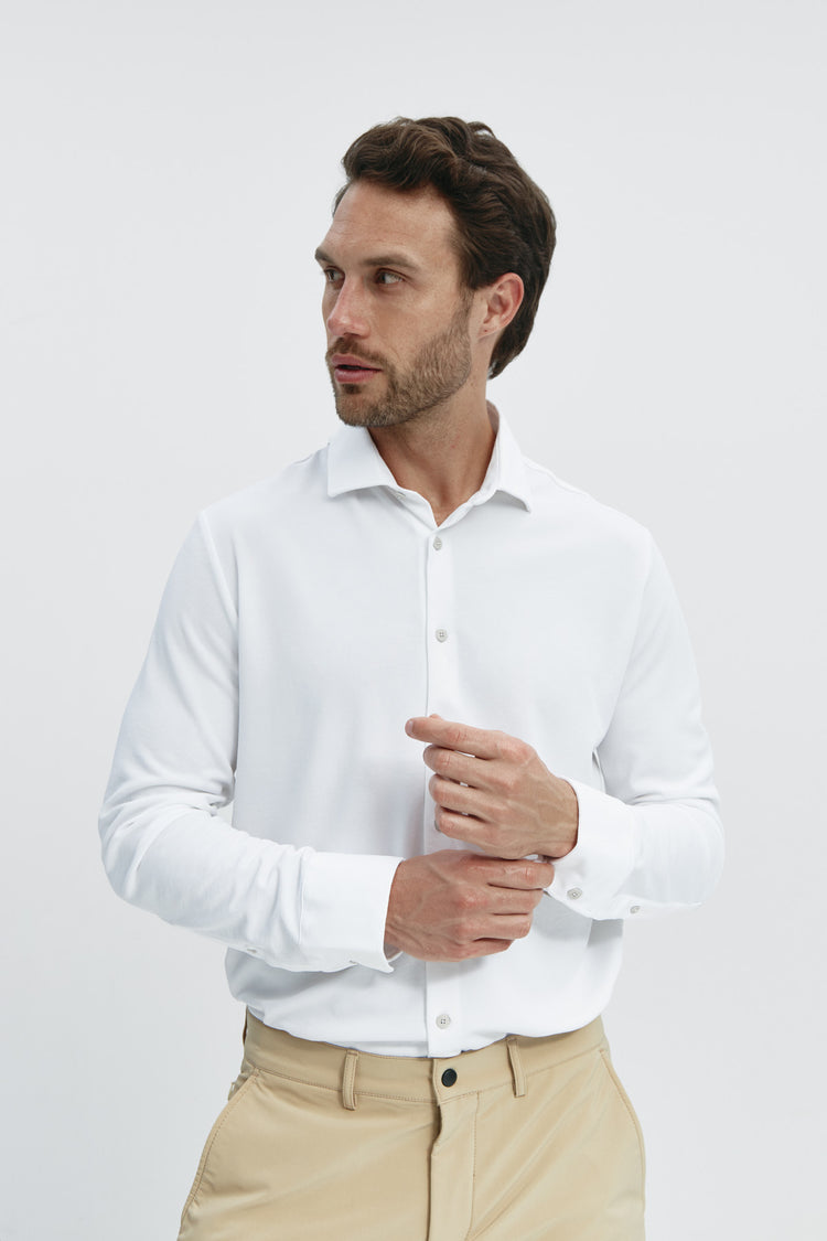 sepiia Camisa de vestir hombre blanca regular