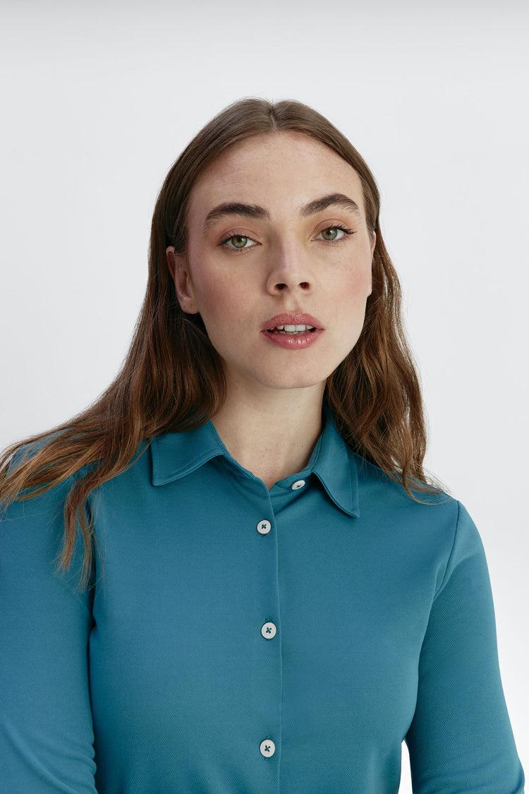 Sepiia Camisa Mujer Azul Neptuno Slim