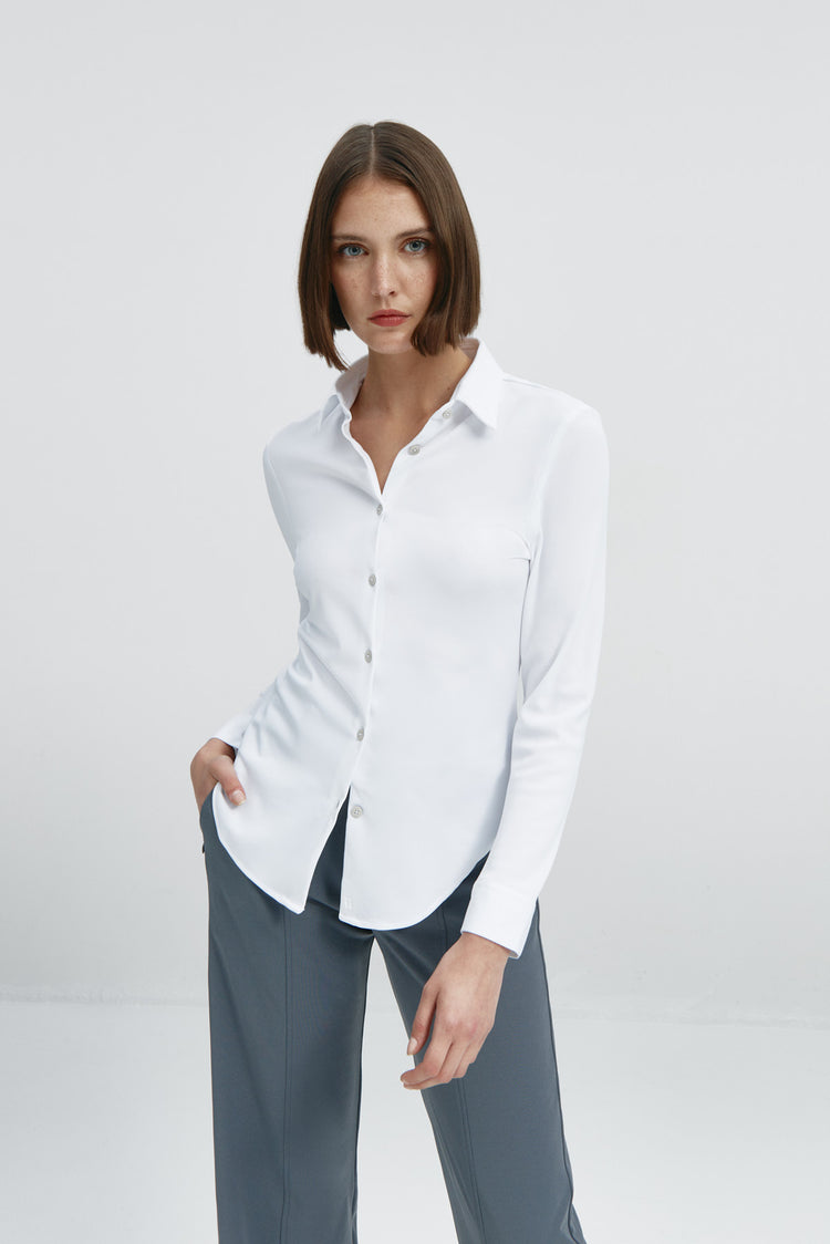 sepiia Camisa mujer blanca slim