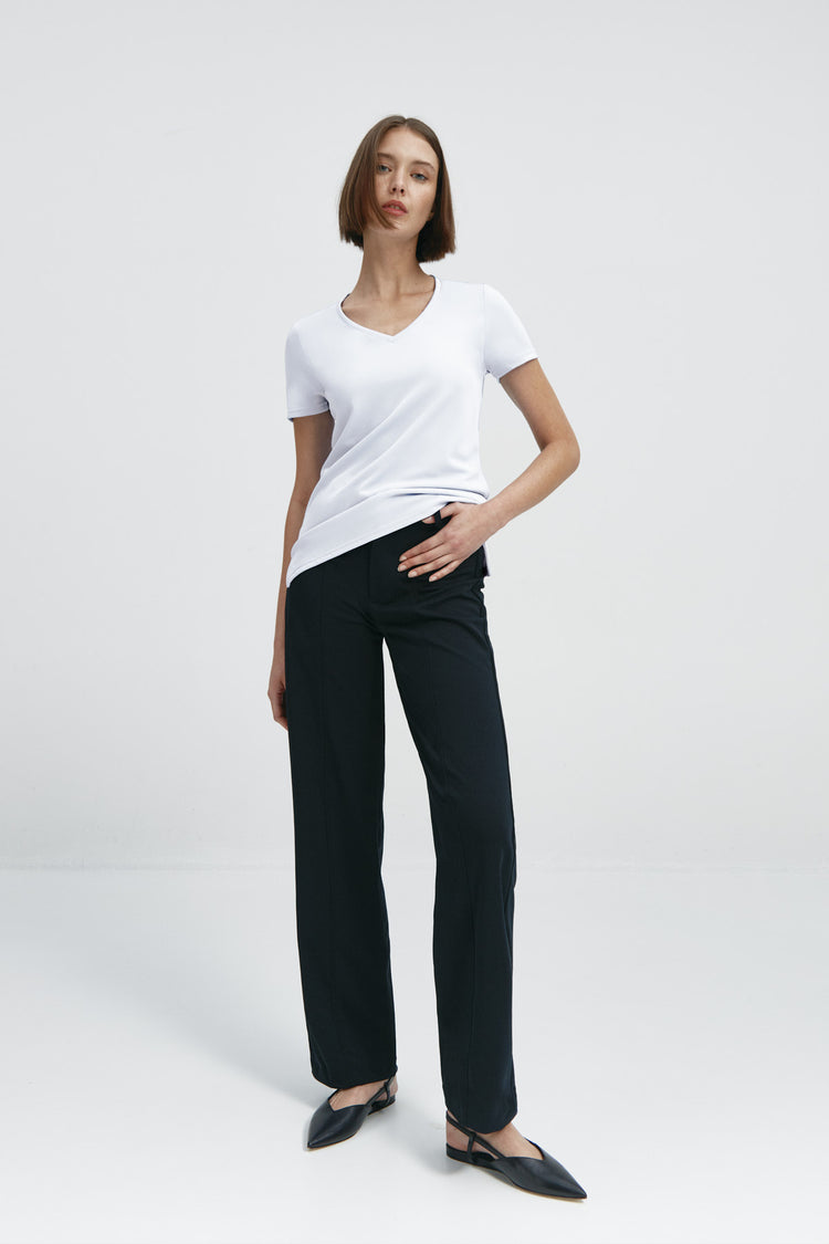 Sepiia Camiseta Mujer Escote Pico Blanca