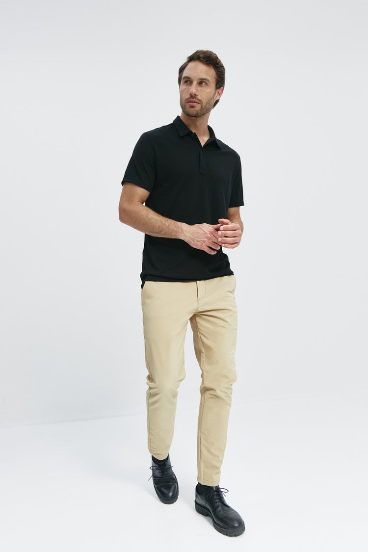 Sepiia Polo Hombre Manga Corta Negro