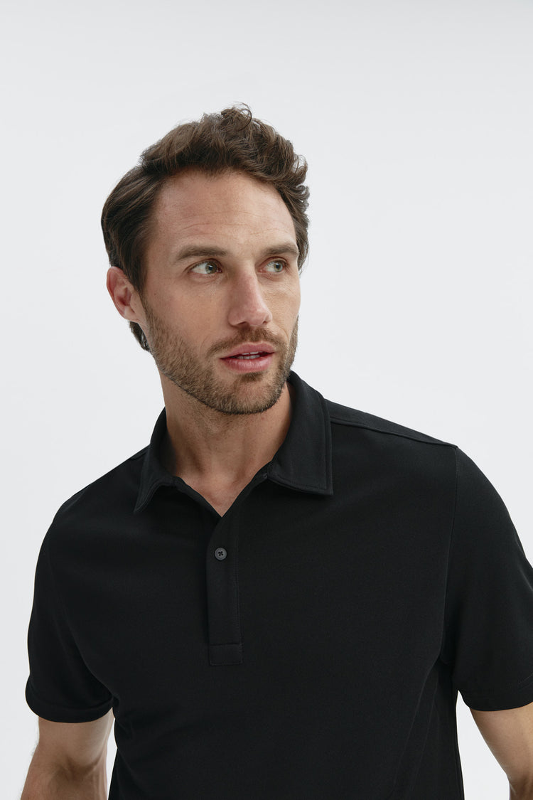 Sepiia Polo Hombre Manga Corta Negro