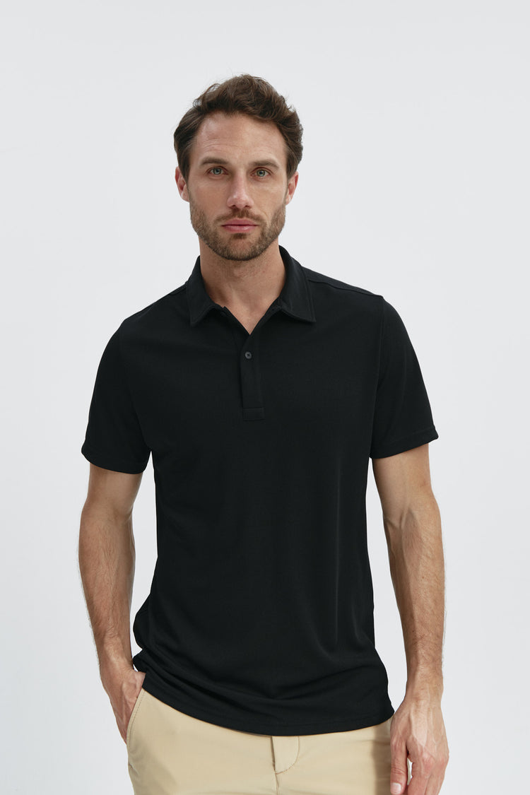 sepiia Polo hombre manga corta negro