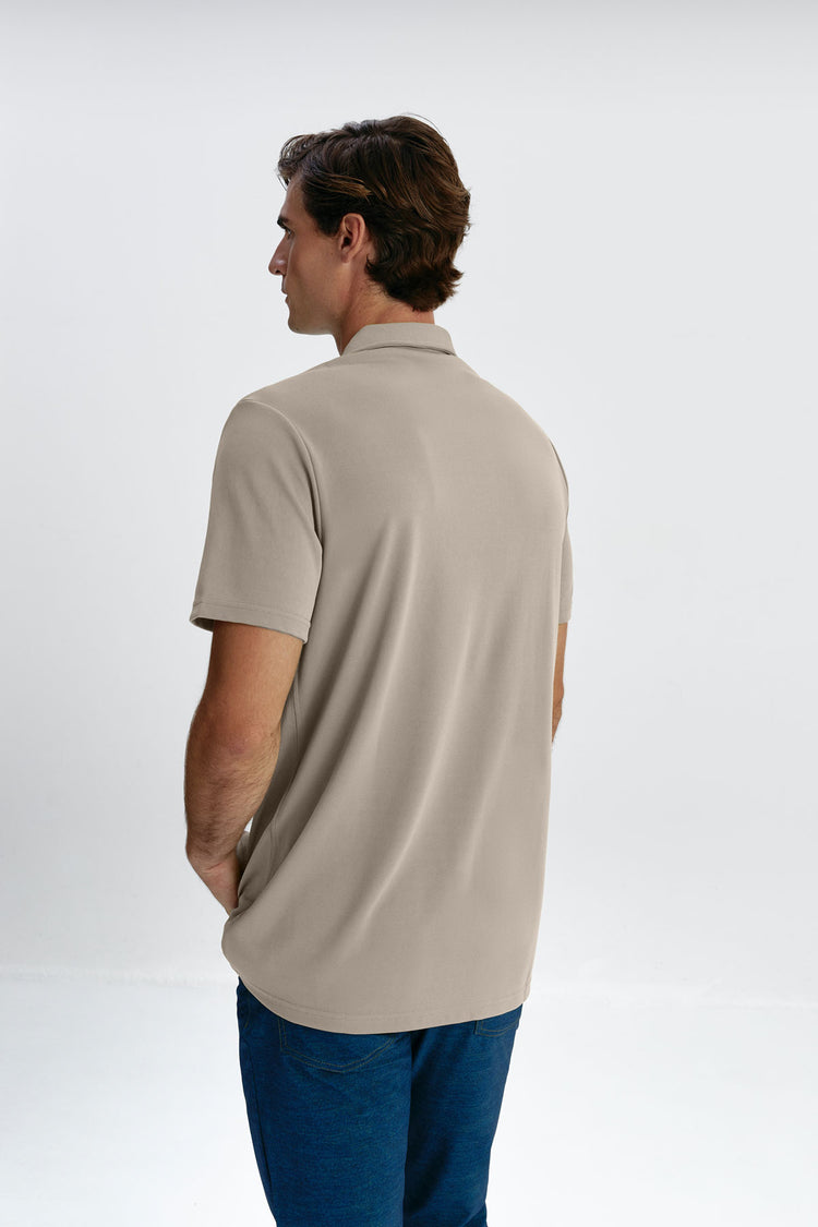 Sepiia Polo Manga Corta Hombre Beige