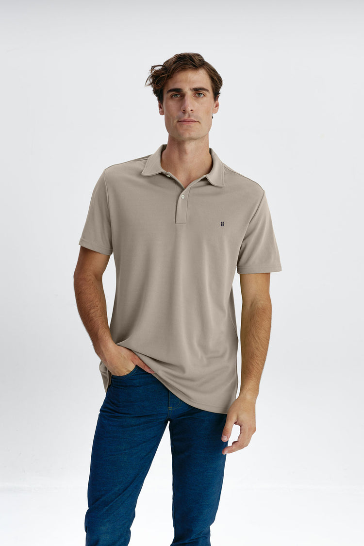 sepiia Polo manga corta hombre beige