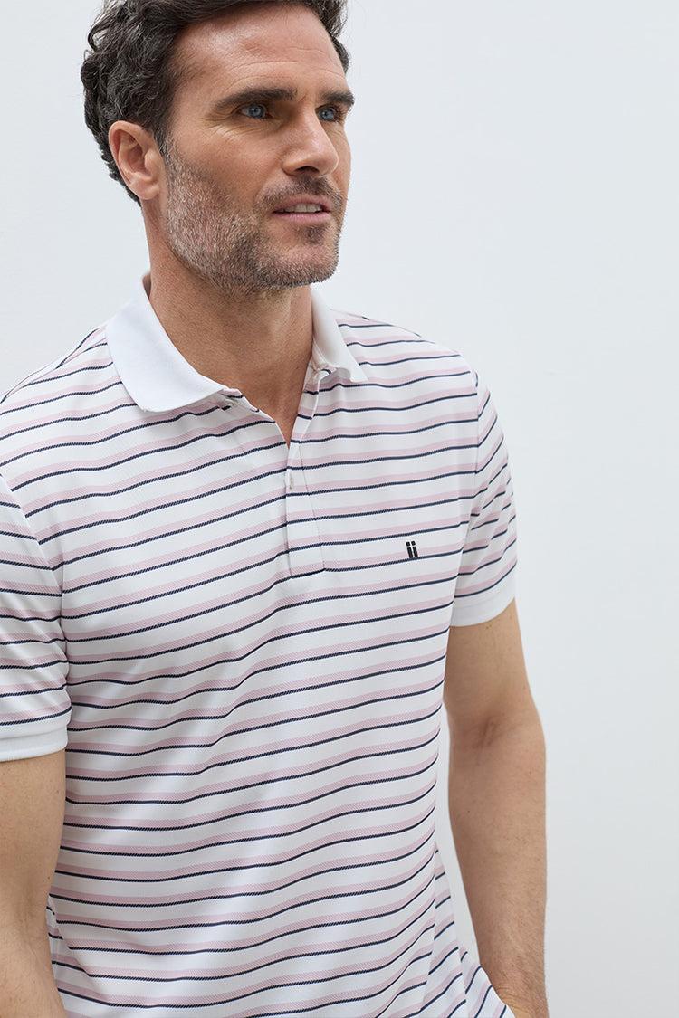 Sepiia Polo Manga Corta Hombre Rayas Rosa