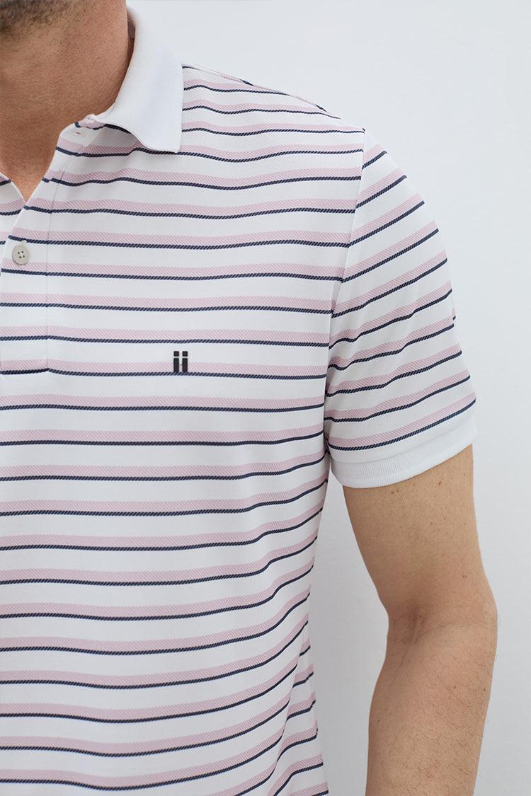 Sepiia Polo Manga Corta Hombre Rayas Rosa