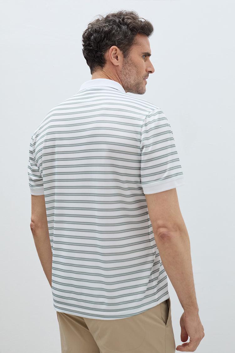 Sepiia Polo Manga Corta Hombre Rayas Verdes