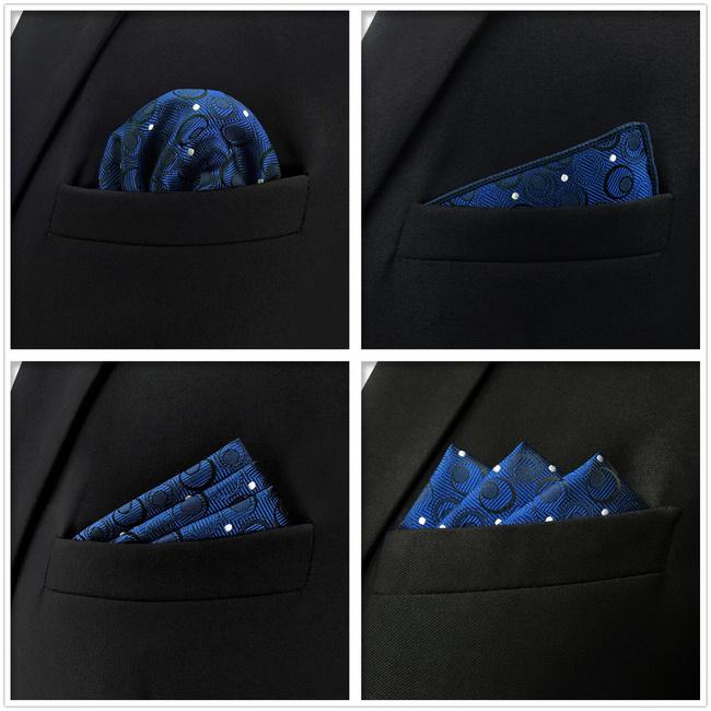 Shlax & Wing 5 Pieces Assorted Blue Mens Pocket Square Fashion Classic Handkerchiefs Set 1-20