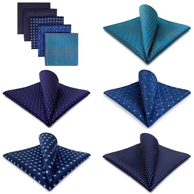 Shlax & Wing 5 Pieces Assorted Dots Fashion Mens Pocket Square Classic Handkerchiefs Set 2-13