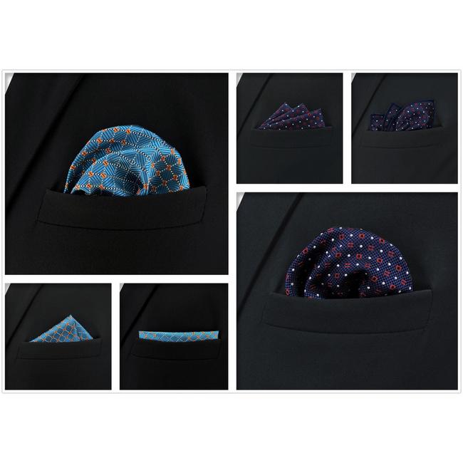 Shlax & Wing 5 Pieces Assorted Dots Fashion Mens Pocket Square Classic Handkerchiefs Set 2-13
