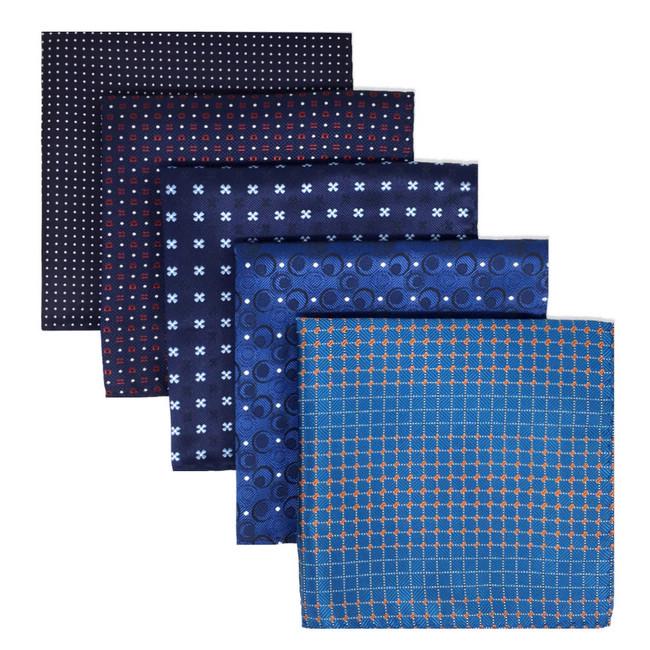 shlax & wing 5 Pieces Assorted Dots Fashion Mens Pocket Square Classic Handkerchiefs Set 2-13