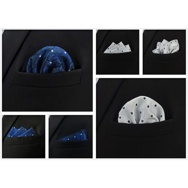 Shlax & Wing 5 Pieces Assorted Dots Mens Pocket Square Fashion Classic Handkerchiefs Set 1-6