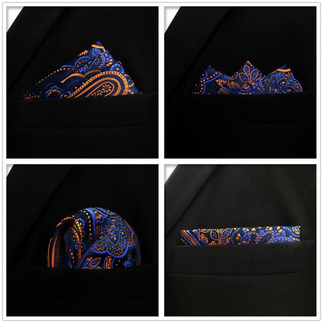 Shlax & Wing 5 Pieces Assorted Fashion Blue Mens Pocket Square Classic Handkerchiefs Set 1-19