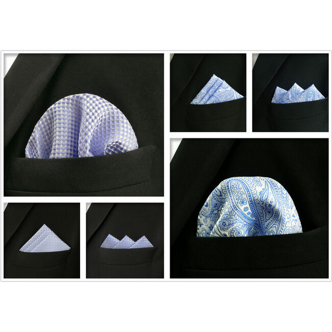 Shlax & Wing 5 Pieces Assorted Fashion Mens Pocket Square Classic Handkerchiefs Set 1-33