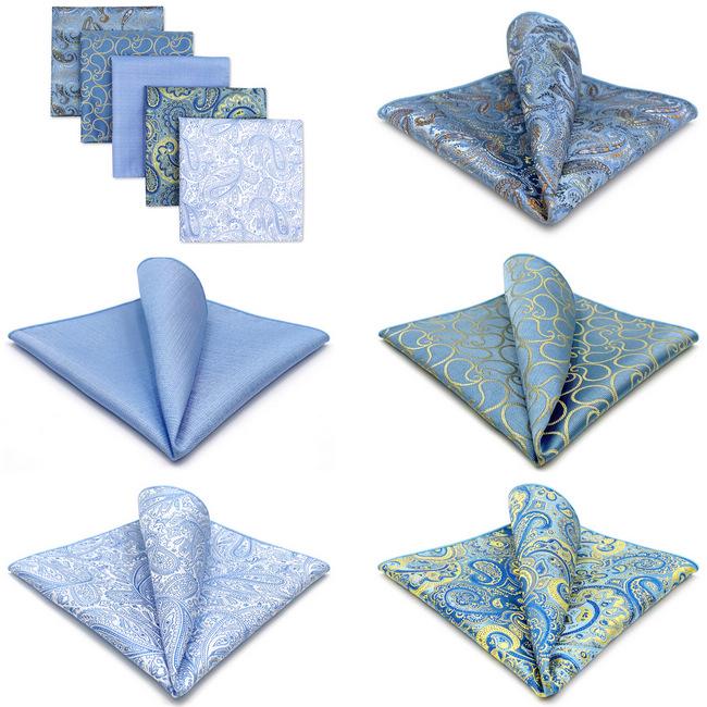 Shlax & Wing 5 Pieces Assorted Fashion Mens Pocket Square Classic Handkerchiefs Set 1-31