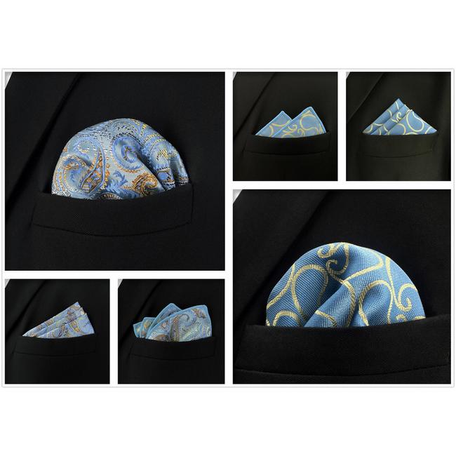 Shlax & Wing 5 Pieces Assorted Fashion Mens Pocket Square Classic Handkerchiefs Set 1-31